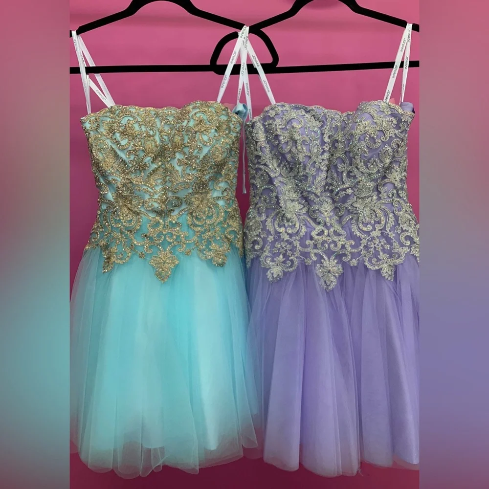 Jovani style JVN63635 light blue/gold NWT brand new never worn never altered - Picture 2 of 2